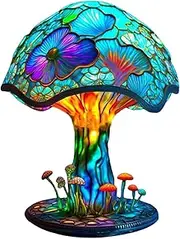 Mushroom Desk Lamp,Dreamy Colorful Painting Resin Mushroom Table Lamp LED Light - Bedside Lamp, Bohemian Resin Plant Series Night Light Home Statue for Bedroom Living Room Home Table