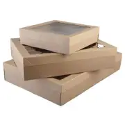 20 X Brown Kraft Disposable Catering Grazing Boxes Trays With Lids