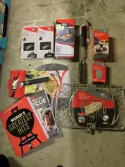 Weber Lot: Pizza Peel, Brush, Light, Fish Baskets, Hamburger Press, Aprons NEW!