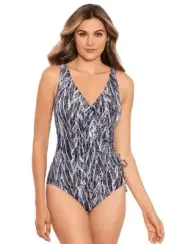 Miraclesuit Women's Swimwear Chevron Python ECLAT Soft Cup Tummy Control One