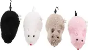 HOLIDYOYO 4pcs Wind Up Mouse Toy Cat Fake Mice Plush Rat Toy with Clockwork Mechanism Soft Realistic Furry Mice for Cats Dogs Party Pranks Pet Entertainment