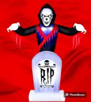 Animated Reaper Tombstone Inflatable 8 Feet LED Skeleton Ghost Halloween Decor