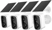 4MP IP Solar Power WiFi Camera PTZ Outdoor IP66 Waterproof 52000mAh Built-in Battery Surveillance Cam PIR Human Detection(4PCS 4MP Cameras)