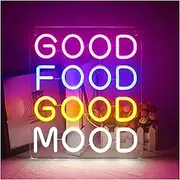 Sign Lamp Good Food Good Mood Neon Sign Letter LED Light Decor For Room Food Restaurant Kitchen USB Powered 30cm×36cm