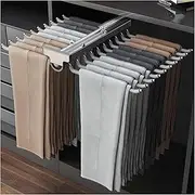 Retractable Pants Rack, Adjustable Wardrobe Clothing Rail, Pull Out Trouser Rack, 20 Arms, Space Saving,for Jeans Trousers Skirts Scarf FANDIAO