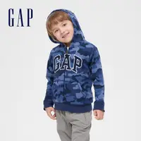 在飛比找蝦皮商城優惠-Gap 男幼童裝 Logo迷彩仿羊羔絨連帽外套-藍色迷彩(5