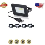Plug & Play 5-Pack Warm White 10W LED Floodlights - Perfect for Outdoor Safety