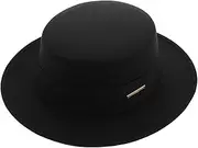[VERDANVERSE] Men Women's Classic Wool Pork Pie Hat Short Brim Fitted Top Hat Flat Cap for Formal Casual Occasions Black