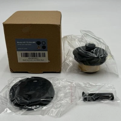 Black tub Drain Lift & Turn Tub Trim Set with Two-Hole Overflow Faceplate Matte