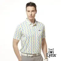 在飛比找momo購物網優惠-【Lynx Golf】男款吸溼排汗機能滿版配色人物揮桿動作圖