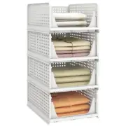 Stackable Plastic Storage Basket, Foldable Closet Organizers and Storage Bins...