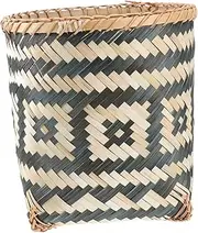Hohopeti 1pc Bamboo Woven Trash Basket Creative Wastebasket for Family Living Room