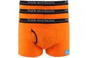 3 Mens Boxer Briefs Cotton Trunks Orange Underwear Frank and Beans-XL