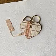 Oroton Lucky Heart Keyring Leather Peach Kiss Charm