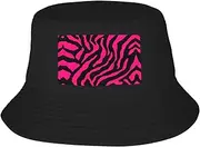 [FSCEV] Zebra Tiger Leopard Red Adult Double-Layer Fisherman Hat Women Men Beach Sun Hat Travel Foldable Brim Fishing, Black, One size
