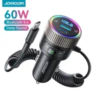 60W Bluetooth 5.4 FM Transmitter PD QC 3.0 Super Fast Car Charger Dual Mic