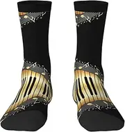 [EdWal] Soft Music print Moisture Wicking Socks Sports Socks for Men and Women Warm thermal Boot Hiking Socks
