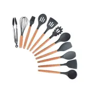 1Set Silicone Kitchen Cooking Wood Turner Soup Spoon Kitchen Cooking Tools