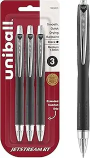 uni-ball Jetstream RT Ballpoint Pens, Bold Point (1.0mm), Black, 3 Count