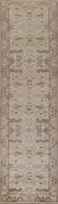 Exquisite Oushak Indian Wool Handmade Rug Runner Ivory Carpet 3x12