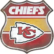 Rico Industries NFL Football Kansas City Chiefs Rustic 11.5" Home Decor Metal Route Sign