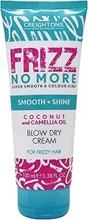 Creightons Frizz No More Smooth & Shine Blow Dry Cream (100ml) - Conditioning Formula which Reduces Frizz Leaving Hair Silky Soft & Smooth & Adds Glossy Shine. Colour Kind Formula, Clear White