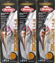 (3) Berkley 7/8 Oz 2 3/4" Digger 14.5 Rattle Crankbaits Black Silver Brand New