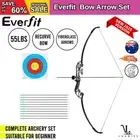 Everfit 55lbs Bow Arrow Set Recurve Takedown Archery Hunting for Beginner Green