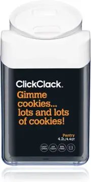 Clickclack Pantry Storage Container, 4.4 Quart, White, 701002