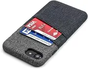 Dockem iPhone SE 3 (2022), SE 2 (2020) & iPhone 8/7 Wallet Card Case: Canvas Style Synthetic Leather with 2 Card Holder Slots (Luxe, Black & Grey)