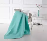 50" x 60" Virah Bella Kithana Teal Blue Quilted Throw Super Soft Weave Blanket