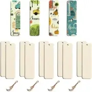 10Pcs Unfinished Bookmarks Cutouts with String for Art Craft Painting