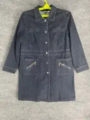 Chico's Elongated Denim Jacket Size 3 Rose Moon Indigo LS Button Up US 16/18