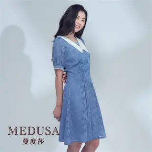 現貨【MEDUSA 曼度莎】復古大翻領緹花小洋裝 - 2色（M-XL）｜小禮服 洋裝禮服 短洋裝
