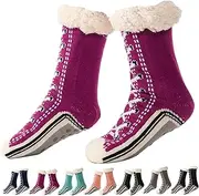 [Generic] Women's Warm Socks Slipper, Rubber Bottom Thick Cashmere Fuzzy Thermal Sleeping Socks With Grips For Women Men Indoor Home