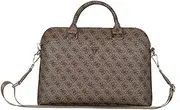 CG MOBILE Under Licence Guess Laptop Bag 4G Zipper Pocket Triangle Logo 15 Inches (Brown), brown