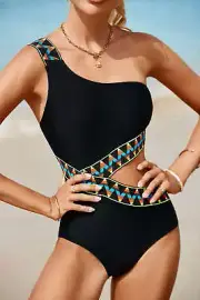 Cutout Single Shoulder One-Piece Swimwear