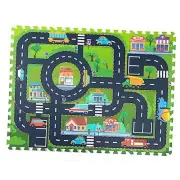 Foam Play Mat for Baby - Interlocking Tiles, Floor Mats With City Road Track