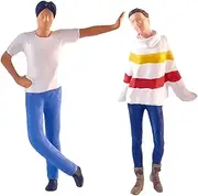 Hellery 2 Pieces Miniature Diorama Students Figures 1/64 Scale People Figure Sand Table Ornament Collection for Scenery Landscape