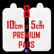 TENS MACHINE REPLACEMENT PADS - 10cm x 5cm x 8 LARGE ELECTRODE TENS EMS PADS