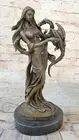 Art Deco Mythical Mythology Sexy Girl with her Dragon Bronze Figurine Figure Art