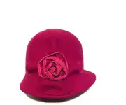 Cheveux 100% Wool Rose Bow Women’s Floppy Pink Fuchsia Hat * ONE SIZE FITS ALL*