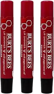 Burt's Bees Lip Shimmer, Rhubarb 0.09 oz (Pack of 3)