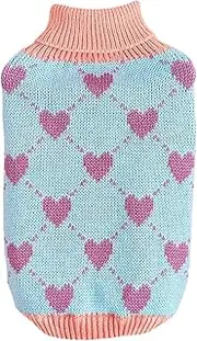 Dog Sweater, Pet Clothes, Puppy Winter Sweater, Dog Turtleneck Pullover, Warm Winter Dog Sweater with Turtleneck and Heart Pattern for Small Dogs Knitted Dog Sweater Cozy Pullover for Cold Weather
