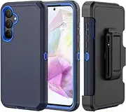 Phone Case for Samsung Galaxy A35 5G case,Heavy Duty Hard Shockproof Armor Protector Case Cover with Belt Clip Holster for Samsung A35 5G Phone Case (Navy Blue)