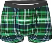 [ASBBTYG] Blue and Green Scottish Tartan Print Men Boxer Briefs Breathable Stretch Underwear for Everyday Lightweight Briefs