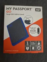 WD My Passport Go Portable Drive 1TB SSD w/SanDisk 64GB Flash Drive BRAND NEW