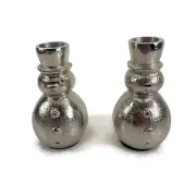 Set of 2 Silver Snowmen Taper Candle Holders
