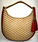 MICHAEL KORS Lydia MK Signature LG Hobo Tassel Shoulder Bag Natural Acorn