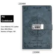 Gift Password Notebook Student Secret Diary A5 220x150mm 100 Pages Leather Blue
